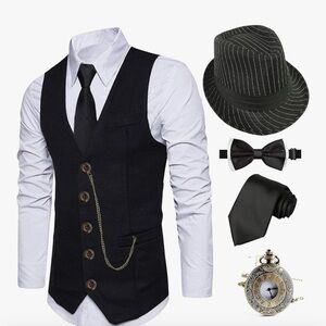 Gatsby Downtown Abbey men’s costume Roaring 20’s Gangster Halloween